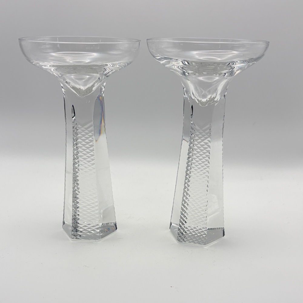 Pr‎ of VTG Ceska Crystal Hexagon Stem Cocktail Glasses